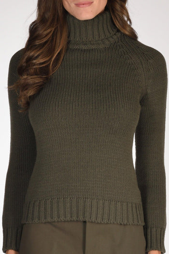 Maglia Collo Alto Verde Scuro Donna - 3
