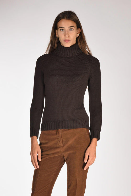 Maglia Collo Alto Marrone Donna