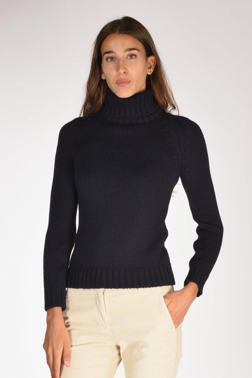 Maglia Collo Alto Blu Donna