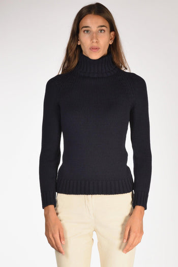 Maglia Collo Alto Blu Donna - 2