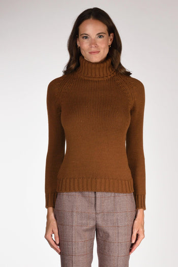 Maglia Collo Alto Beige Cammello Donna - 2