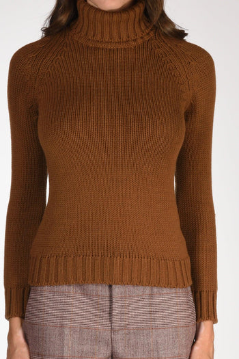 Maglia Collo Alto Beige Cammello Donna - 3