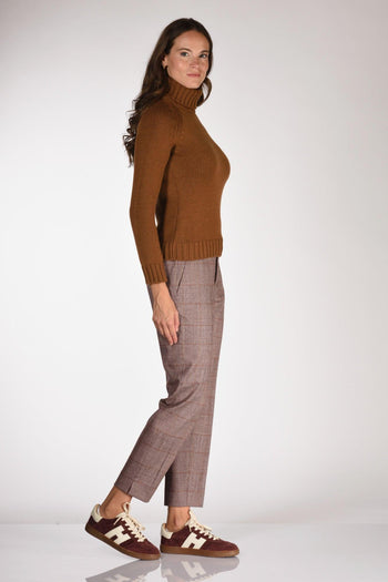 Maglia Collo Alto Beige Cammello Donna - 4