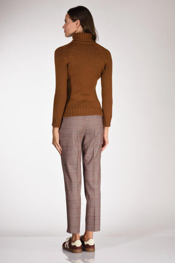 Maglia Collo Alto Beige Cammello Donna - 5