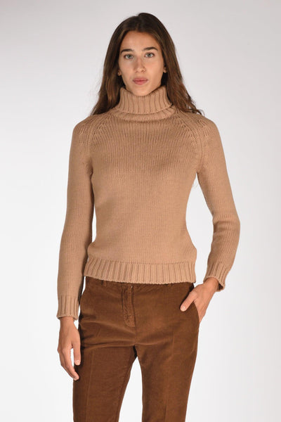 Maglia Collo Alto Beige Donna