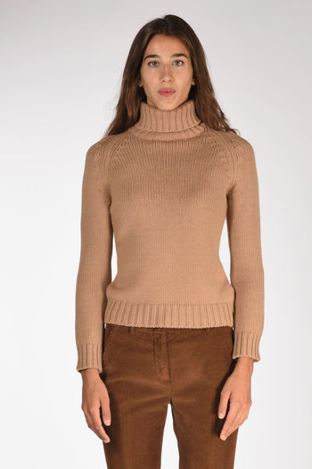 Maglia Collo Alto Beige Donna - 2