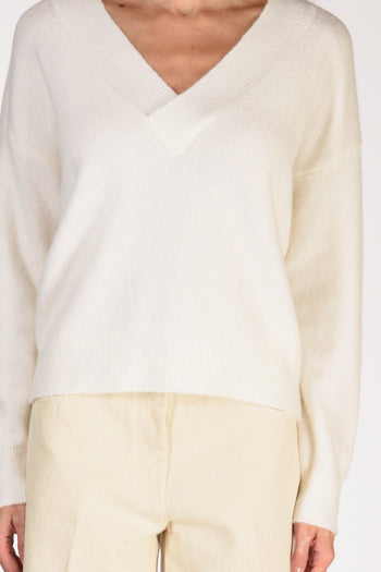 Maglia V Bianco Donna - 3