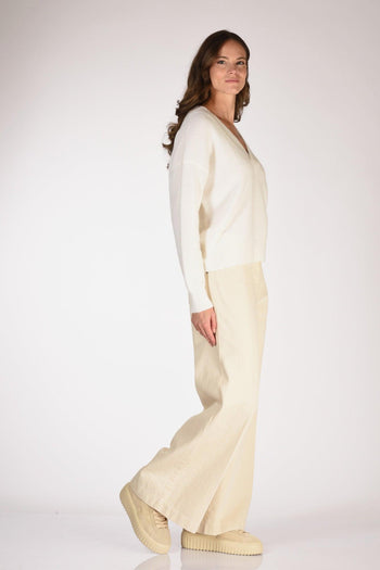 Maglia V Bianco Donna - 4