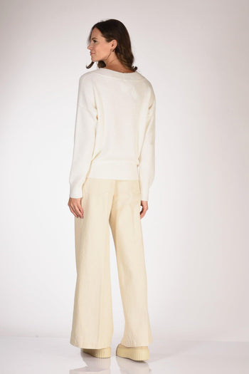 Maglia V Bianco Donna - 5