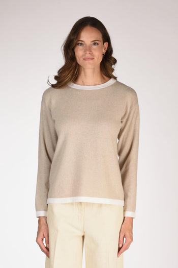Maglia Girocollo Beige Donna - 2