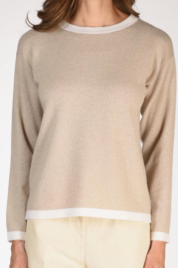 Maglia Girocollo Beige Donna - 3