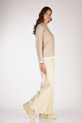 Maglia Girocollo Beige Donna - 4