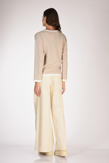 Maglia Girocollo Beige Donna - 5