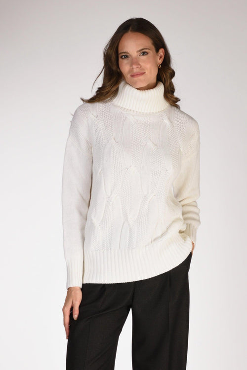 Maglia Collo Alto Bianco Donna