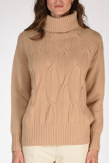 Maglia Collo Alto Beige Donna - 3