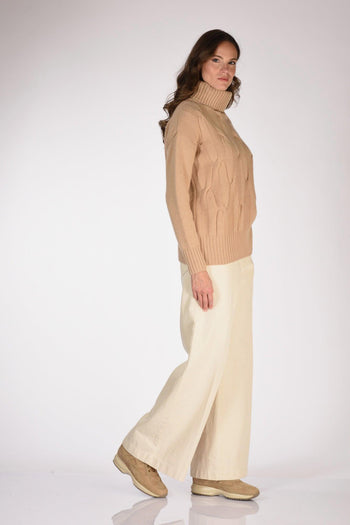 Maglia Collo Alto Beige Donna - 4