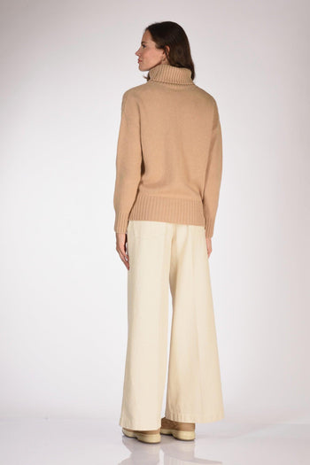 Maglia Collo Alto Beige Donna - 5