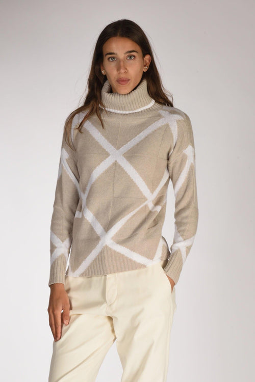 Maglia Collo Alto Beige Donna
