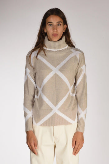 Maglia Collo Alto Beige Donna - 2