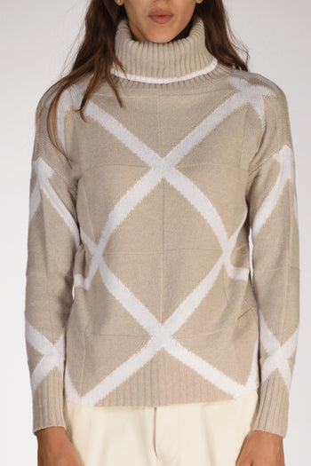 Maglia Collo Alto Beige Donna - 3