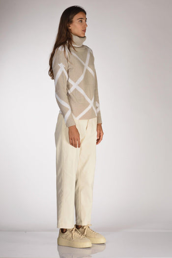 Maglia Collo Alto Beige Donna - 4