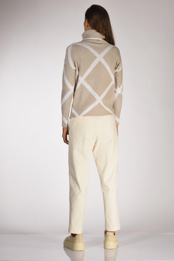 Maglia Collo Alto Beige Donna - 5