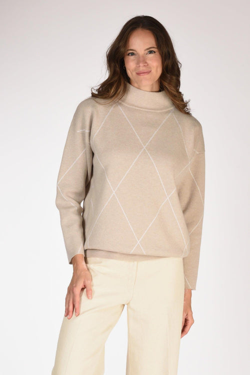 Maglia Cratere Beige/bianco Donna