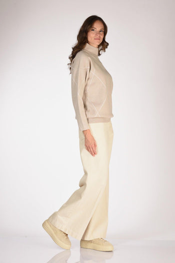 Maglia Cratere Beige/bianco Donna - 4