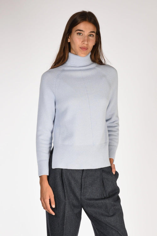 Maglia Collo Alto Azzurro Donna