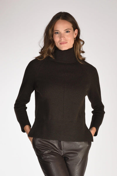 Maglia Collo Alto Marrone Donna