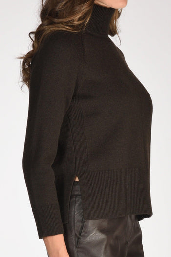 Maglia Collo Alto Marrone Donna - 3