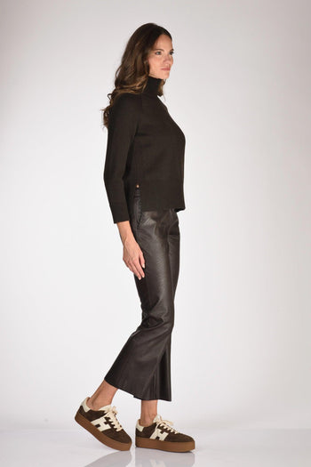 Maglia Collo Alto Marrone Donna - 4