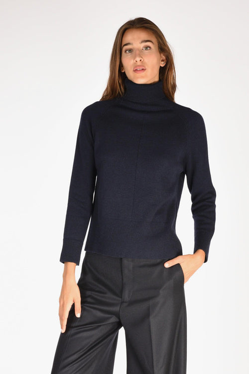 Maglia Collo Alto Blu Donna