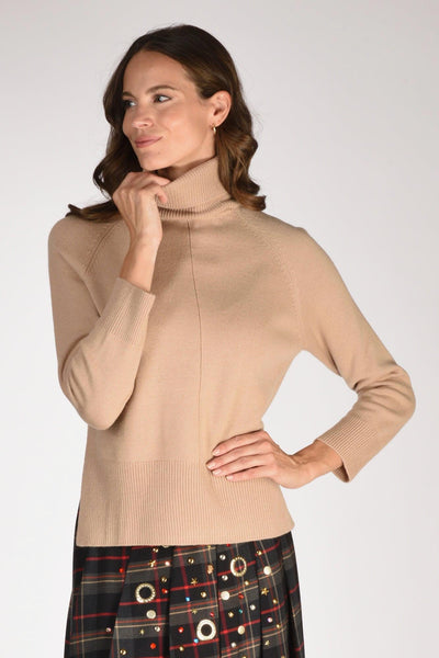 Maglia Collo Alto Beige Donna
