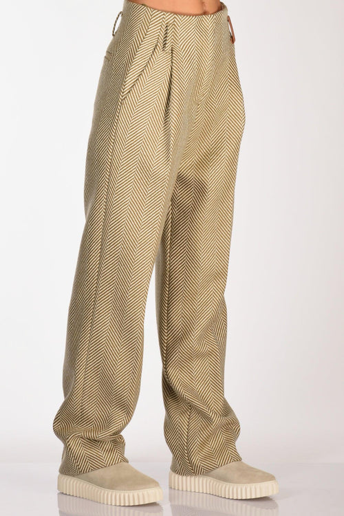 Pantaloni Beige/verde Donna