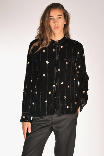 Camicia Decori Nero Donna
