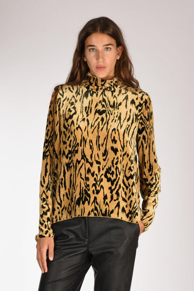 Camicia Velluto Beige/nero Donna