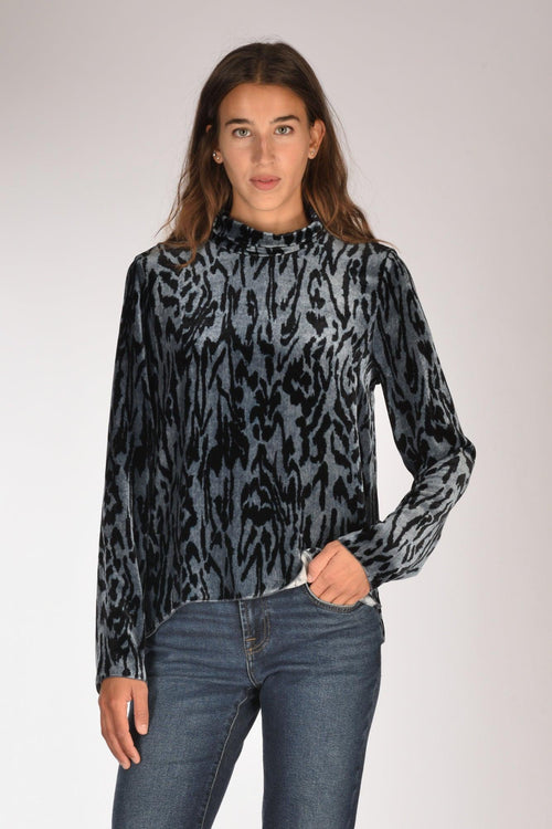 Camicia Velluto Azzurro/nero Donna