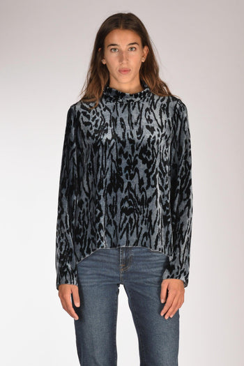 Camicia Velluto Azzurro/nero Donna - 2