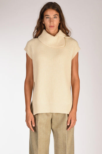 Gilet Maglia Bianco Naturale Donna - 2