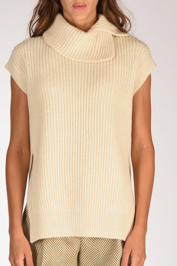 Gilet Maglia Bianco Naturale Donna - 3