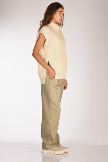 Gilet Maglia Bianco Naturale Donna - 4