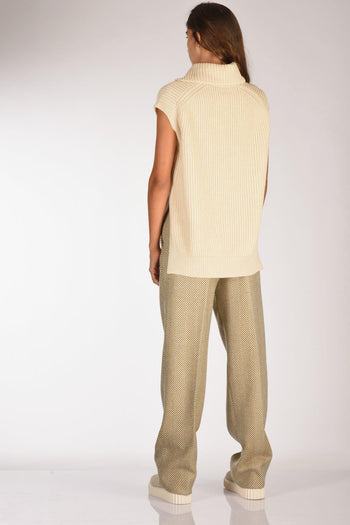 Gilet Maglia Bianco Naturale Donna - 6