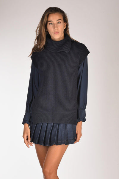 Gilet Maglia Blu Donna