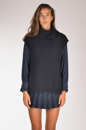 Gilet Maglia Blu Donna - 2