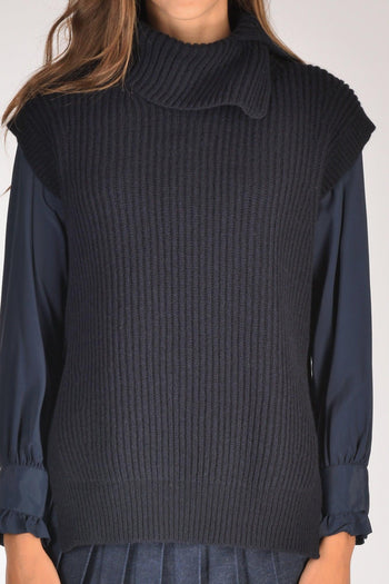 Gilet Maglia Blu Donna - 3