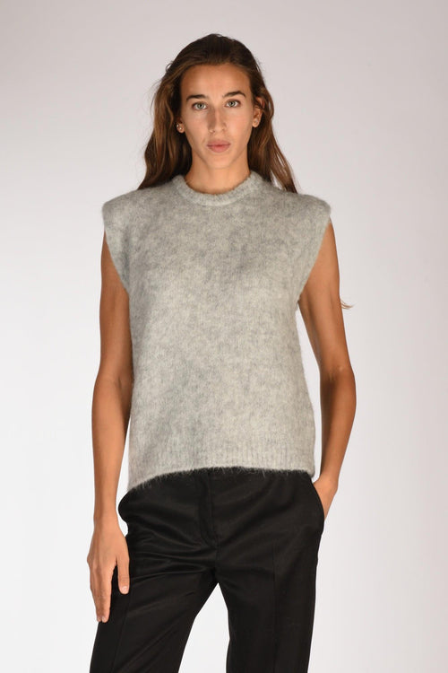 Gilet Maglia Grigio Chiaro Donna