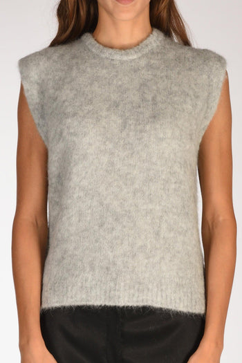 Gilet Maglia Grigio Chiaro Donna - 3
