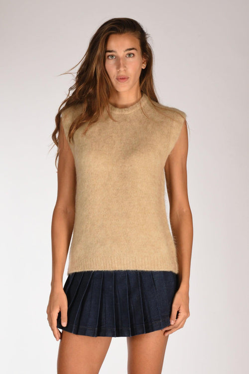 Gilet Maglia Beige Donna