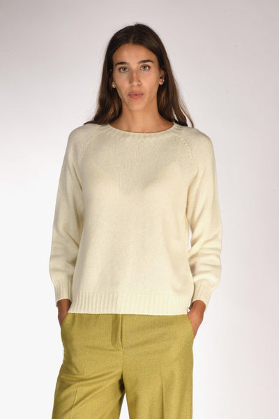 Maglia Girocollo Bianco Naturale Donna